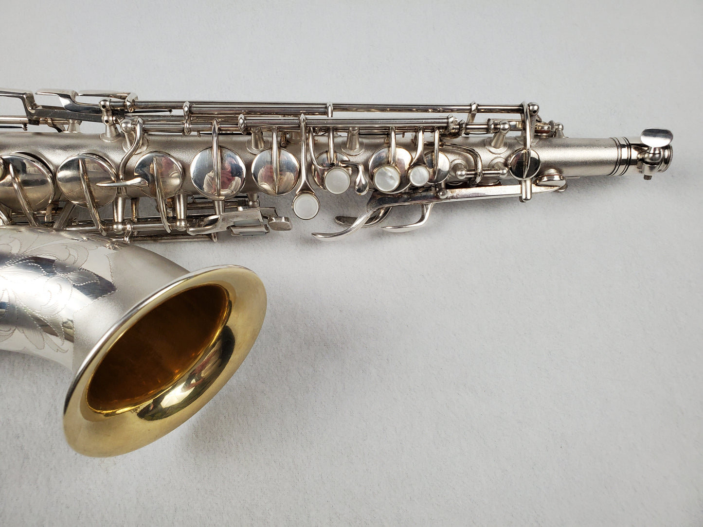 Conn F Mezzo Soprano Saxophone 219xxx - Silver Plated w Gold Wash Bell