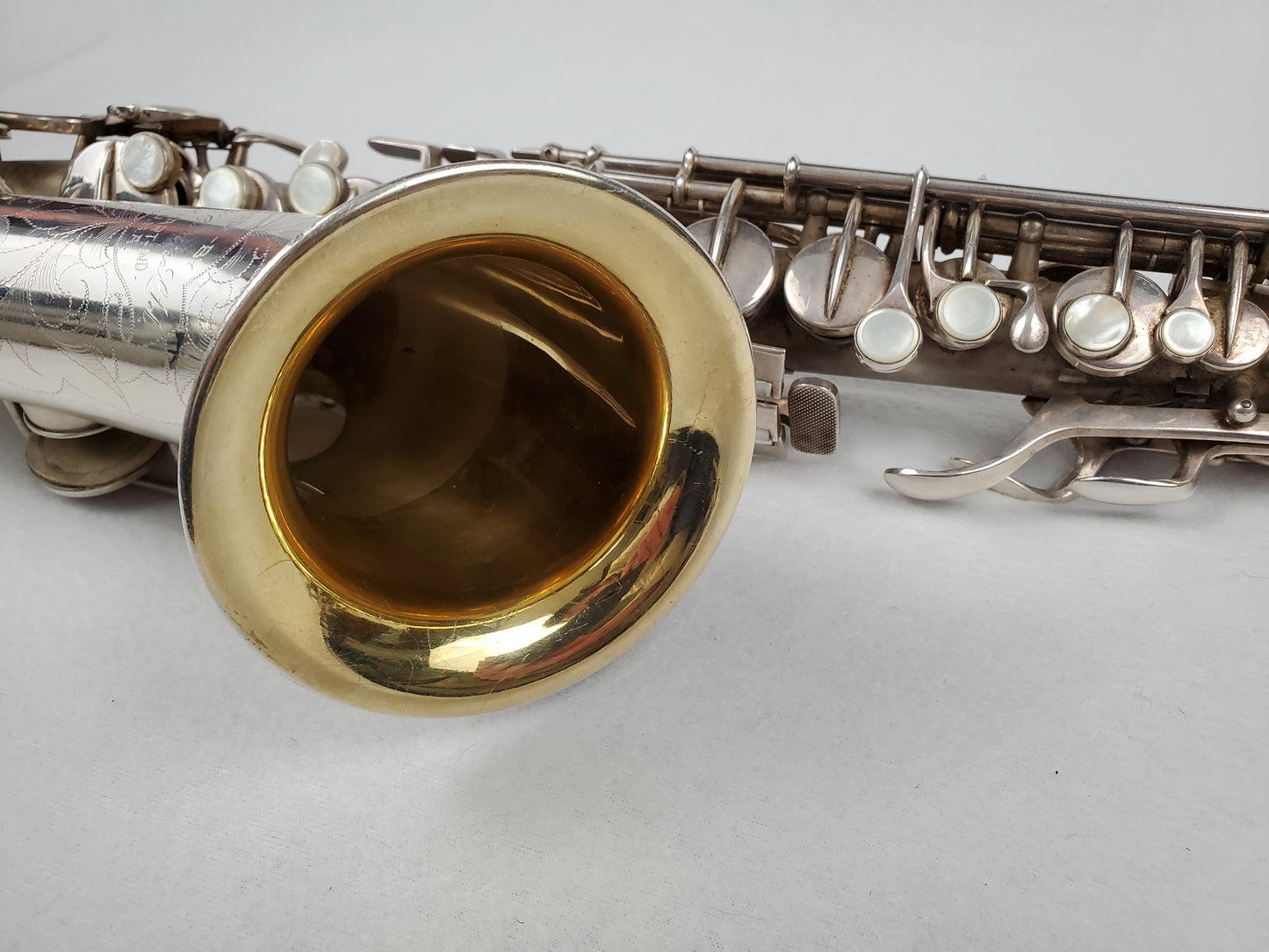 Conn F Mezzo Soprano Saxophone 213xxx - Silver Plated w Gold Wash Bell